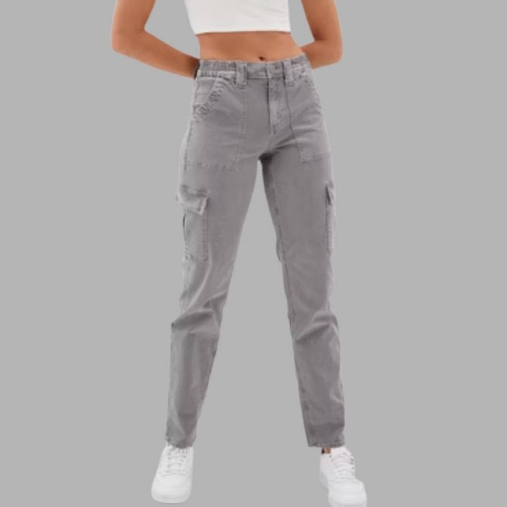 American‎ Eagle Women Cargo Pants Grey Stretch Utility Pockets Casual Size XXS